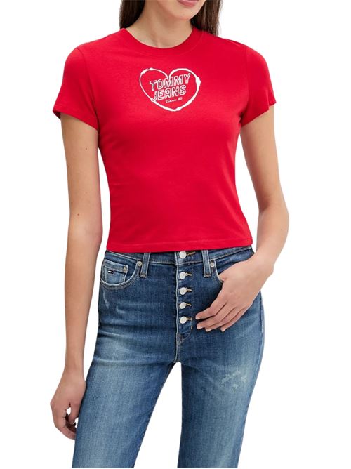 T-shirt rossa in cotone Tommy Jeans | DW0DW21390XLE
